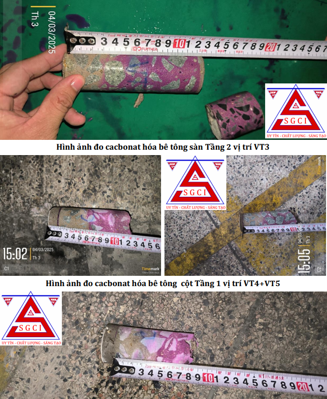 Dịch vụ Kiểm định công trình chuyên nghiệp - xác định chiều sâu Cácbonát hóa trong bê tông